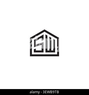 Letter SW and House logo or icon design Stock Vector