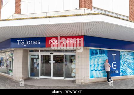 TG Jones branch in the High Street of Southend on Sea, Essex, UK, which is due to close, with the post office counter inside. Was WH Smith Stock Photo