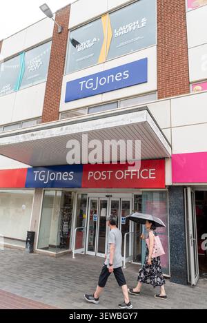 TG Jones branch in the High Street of Southend on Sea, Essex, UK, which is due to close, with the post office counter inside. Was WH Smith Stock Photo