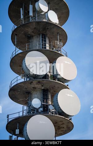 Radio Tower atop Ulriken near Bergen, Norway Stock Photo