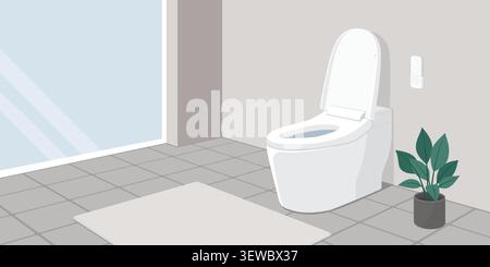 Smart toilet in the bathroom at home, technology and hygiene concept Stock Vector