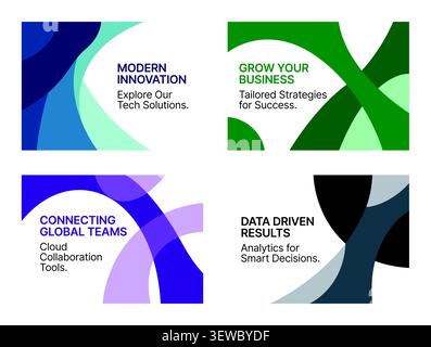 Modern business web banner template set with abstract geometric marketing layouts vector Stock Vector