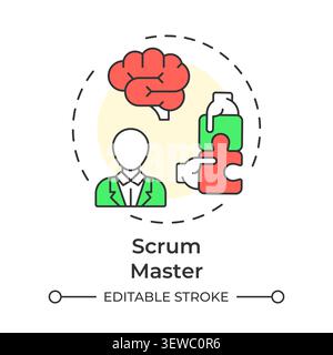 Scrum master multi color concept icon Stock Vector