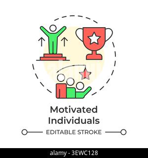 Motivated individuals multi color concept icon Stock Vector