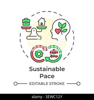 Sustainable pace multi color concept icon Stock Vector