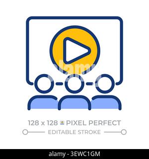 Web seminar pixel perfect line color icon Stock Vector