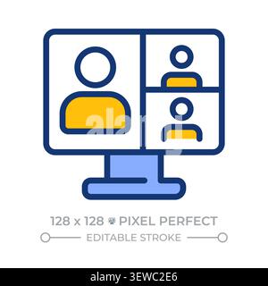 Virtual classroom pixel perfect line color icon Stock Vector