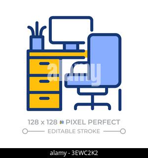 Workspace pixel perfect line color icon Stock Vector