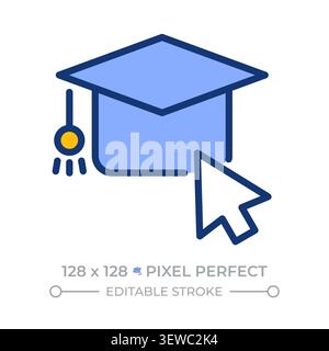 Online education pixel perfect line color icon Stock Vector