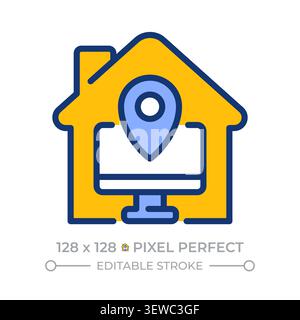 Home office pixel perfect line color icon Stock Vector
