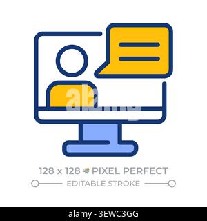 Webinar pixel perfect line color icon Stock Vector