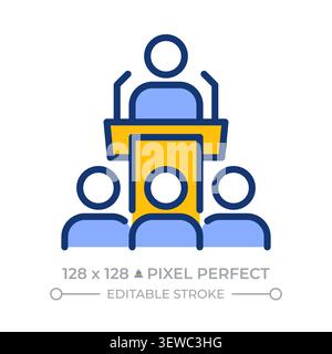 Speaker performance pixel perfect line color icon Stock Vector