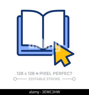 Digital library pixel perfect line color icon Stock Vector
