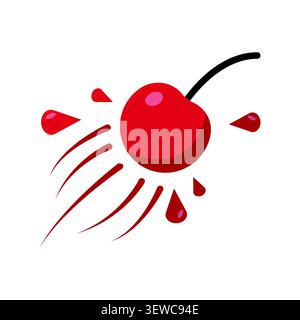 Red cherry flying with juice splash vector Stock Vector
