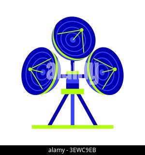 Triple satellite dish array flat illustration Stock Vector