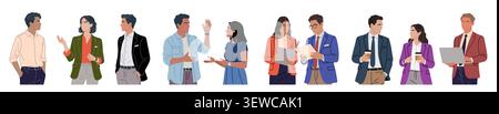 Group of diverse business people in conversations Stock Vector