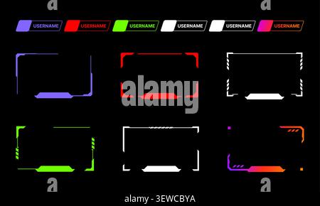 Streaming overlay frame template set with webcam borders and live broadcast layouts vector Stock Vector