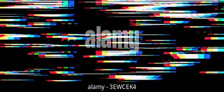 Effect tv noise for pixel glitch digital and pattern background texture. Vhs neon overlay for game retro 80s and light camera screen. Font line static Stock Vector