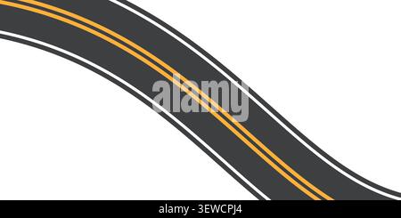 Minimalist top view of a winding gray highway track on white background Stock Vector