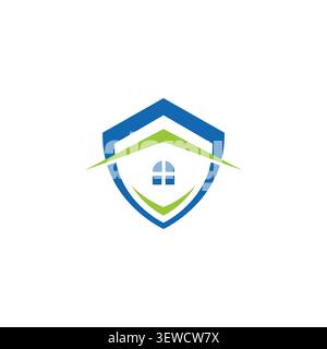 Real Estate Home Logo Design. Save Home Logo. Shield Home Logo Stock Vector