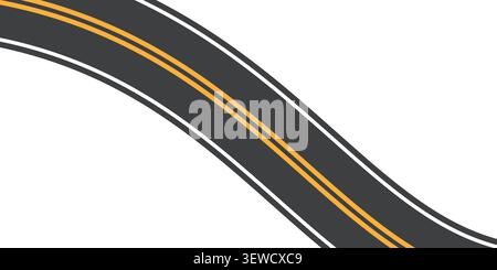 Minimalist top view of a winding gray highway track on white background Stock Vector