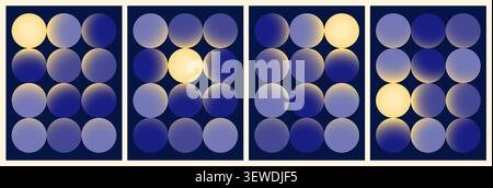 Abstract Poster with Circle Pattern and One Luminous Orb, Smooth Gradient Geometric Composition Stock Vector