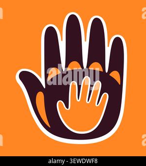 Every Child Matters, National Day for Truth and Reconciliation in Canada. Indigenous hand print with child's hand design. Vector illustration. Stock Vector