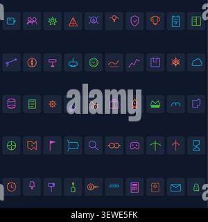 Extended Business & Finance Icon Pack – Gradient Outline Icon Pack – Dark Edition Stock Vector