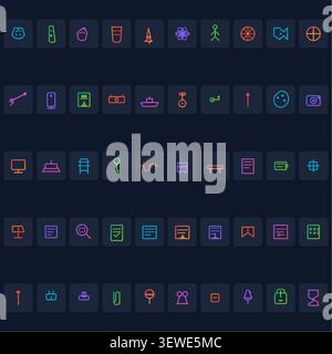 Extended Education & E-learning Icon Pack – Gradient Outline Icon Pack – Dark Edition Stock Vector