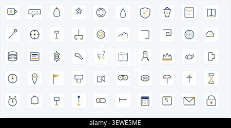 Extended Business & Finance Icon Pack – Professional Gold-Accented Icon Style Stock Vector