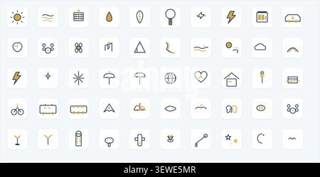 Comprehensive Nature & Sustainability Icon Pack – Professional Gold-Accented Icon Style Stock Vector