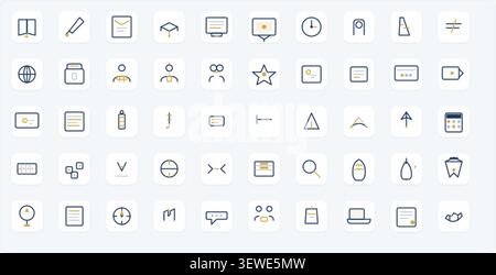 Comprehensive Education & E-learning Icon Pack – Professional Gold-Accented Icon Style Stock Vector