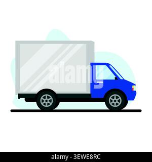 Flat vector illustration of a delivery truck representing logistics, transportation, shipping services, freight distribution, and supply chain operati Stock Vector