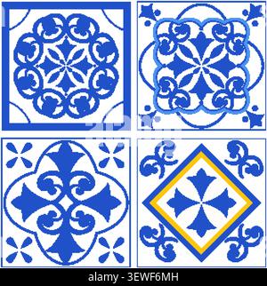 Mediterranean tile designs with floral patterns inspired by Spanish and ...