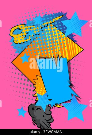 Cartoon background, pink, blue, black and yellow, comic book backdrop. Retro vector comics pop art design. Stock Vector