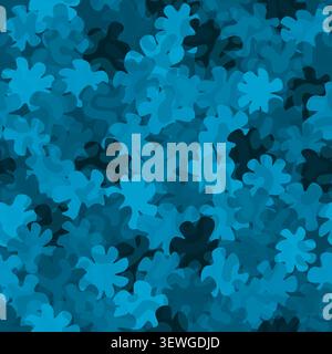 Dense Ditsy Floral Seamless Vector Pattern Denim Blue fabric print, scrapbooking Stock Vector