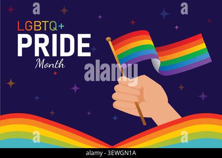 Pride Month 2026 Trendy Rainbow Design, Abstract Background with Rainbow Stock Vector