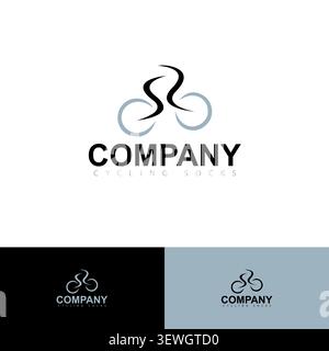 An abstract minimalist bicycle logo template designed with clean line art vector curves, perfect for cycling apparel, bike shops, or sports branding. Stock Vector