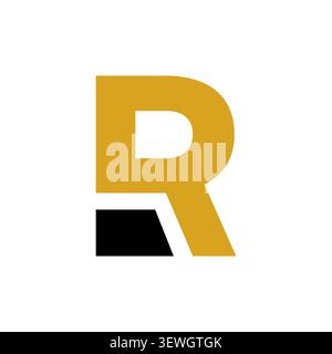 A sleek and professional corporate monogram logo design featuring a stylized letter R in gold with a dark navy accent. Stock Vector
