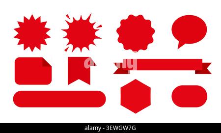 Blank badge, ribbon and label shape icon set with sale stickers, speech bubble and promotional banner templates vector Stock Vector