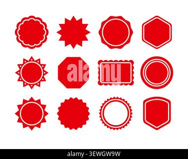 Blank badge and label icon set featuring sale stickers, seals, stamps and promotional shapes for branding and packaging vector Stock Vector