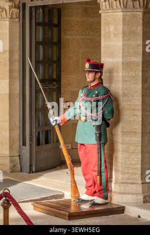 Guard of the Rock on Duty at Palazzo Pubblico, San Marino Stock Photo