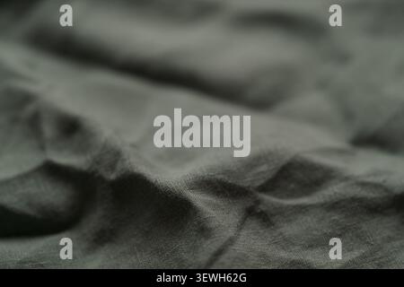 olive green linen fabric closeup Stock Photo