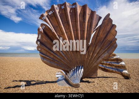 The Scallop sculpture on Aldeburgh Beach, Suffolk, England Stock Photo