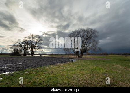 Storm Clouds Over Rural Farmland, eastern Poland Stock Photo