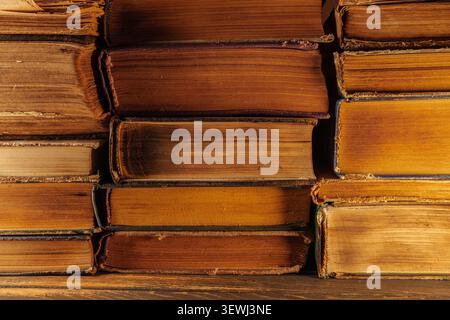 Old Books Stack,Pages From Side, Reading Concept, Education Knowledge Background Stock Photo