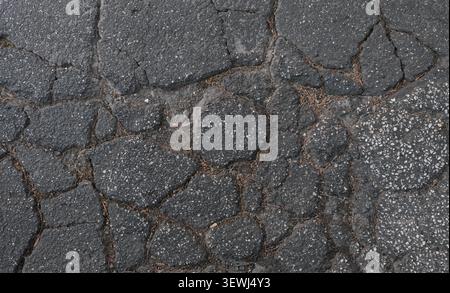 ABSTRACT BACKGROUND TEXTURE OLD CRACKED ASPHALT PAVEMENT Stock Photo