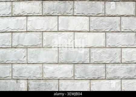 Light grey brick wall texture background horizontal view Stock Photo