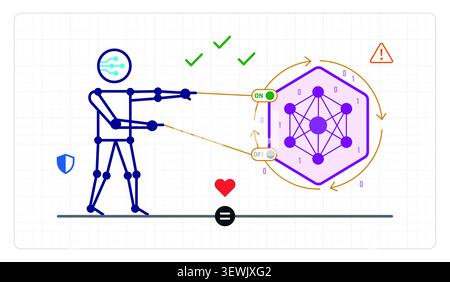 AI Automation Concept with Robotic Arm and Neural Network Stock Vector