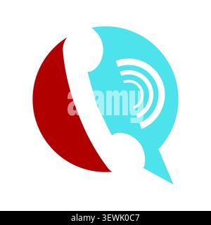 Modern ringing phone chat symbol icon, clear communication concept, digital messaging, mobile connectivity, notification alert, minimalist style, idea Stock Vector